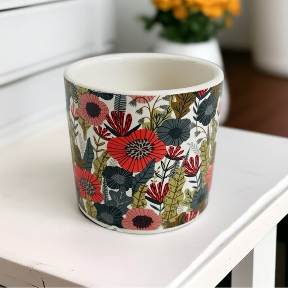 New Mini Planter Calandiva Seas Deco Floral Print Ceramic Planter Flower Pot - Picture 1 of 5